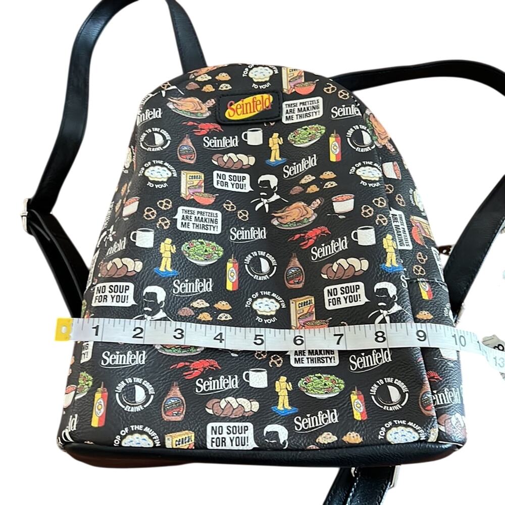 Funko Seinfeld Black Food Print Backpack Purse Faux Leather - Picture 10 of 12